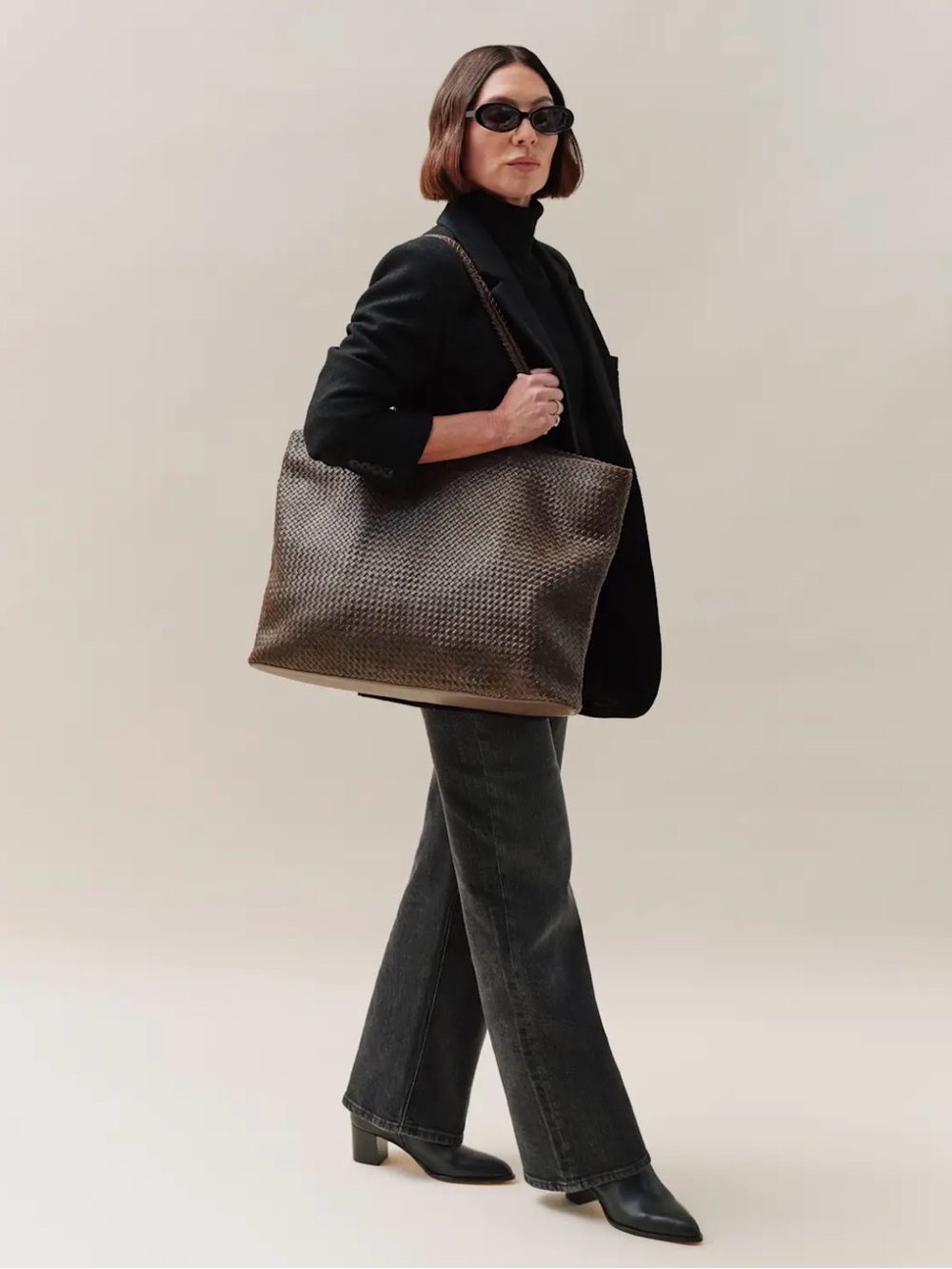 Quince Siena Handwoven Tote - Dark Brown